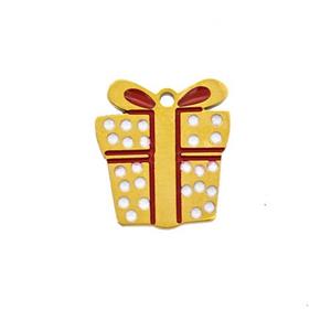 Christmas Gifts Charms 304 Stainless Steel Pendant Enamel Gold Plated, approx 11-13mm