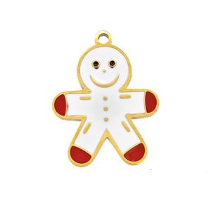 Christmas Snowman Charms 304 Stainless Steel Pendant Enamel Gold Plated, approx 12-14mm