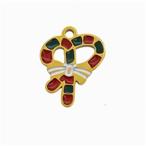 Christmas Wreath Charms 304 Stainless Steel Pendant Enamel Gold Plated, approx 10-12mm