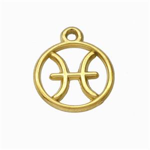 Stainless Steel Symbol Pendant Zodiac Pisces Gold Plated, approx 15mm