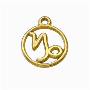 Stainless Steel Symbol Pendant Zodiac Capricorn Gold Plated, approx 15mm