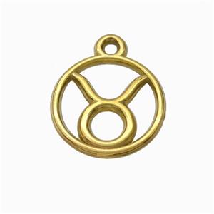 Stainless Steel Symbol Pendant Zodiac Taurus Gold Plated, approx 15mm