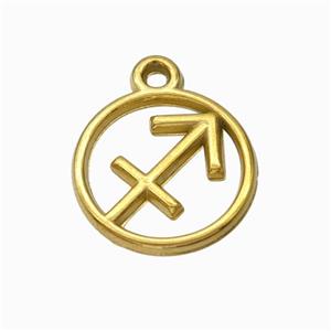 Stainless Steel Symbol Pendant Zodiac Sagittarius Gold Plated, approx 15mm