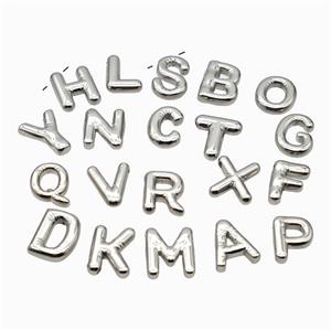 Raw Stainless Steel Alphabet Pendant Mix Letter, approx 15-19mm