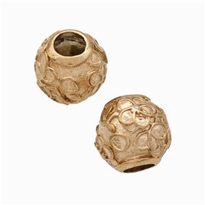 Titanium Steel Round Beads Large Hole Flower Rose Gold, approx 9-10mm, 4mm hole