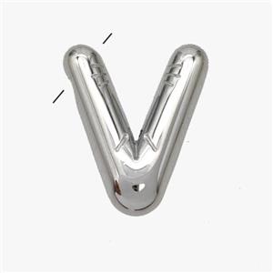 Raw Stainless Steel Letter-V Pendant, approx 15-18mm