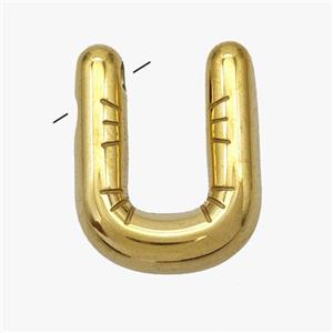 Stainless Steel Letter-U Pendant Gold Plated, approx 15-18mm