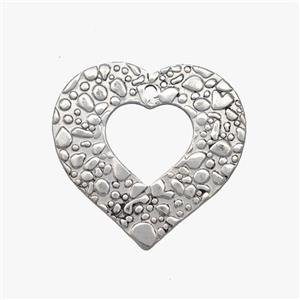 Raw Stainless Steel Heart Pendant Hammered, approx 30mm