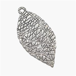 Raw Stainless Steel Leaf Pendant Hand Brushed, approx 18-34mm