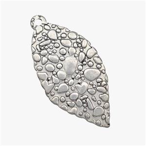 Raw Stainless Steel Leaf Pendant Hammered, approx 18-34mm