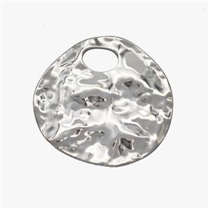 Raw Stainless Steel Circle Pendant Hammered, approx 30mm