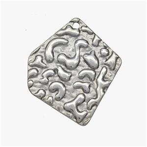 Raw Stainless Steel Slice Pendant Hammered, approx 27-30mm