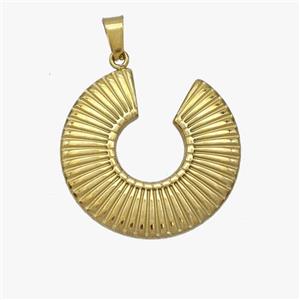 Stainless Steel Sun Pendant Circle Gold Plated, approx 26mm