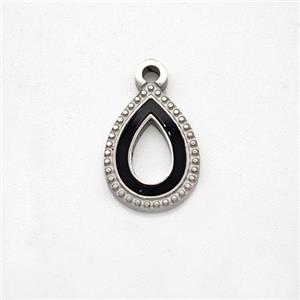 Raw Stainless Steel Teardrop Pendant Pave Acrylic Agate Hollow, approx 9-12mm