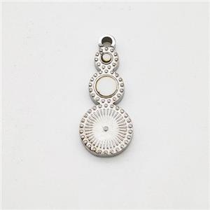 Raw Stainless Steel Clock Pendant Pave Shell, approx 6-13mm