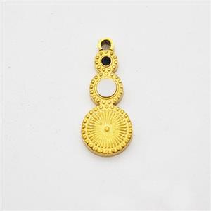 Stainless Steel Clock Pendant Pave Shell Gold Plated, approx 6-13mm