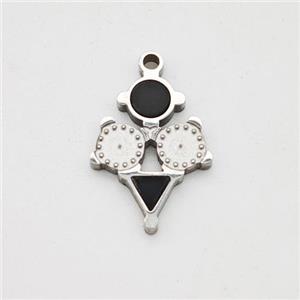 Raw Stainless Steel Clock Pendant Pave Acrylic, approx 10-13mm