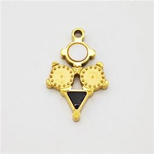 Stainless Steel Clock Pendant Pave Shell Acrylic Gold Plated, approx 10-13mm