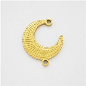 Stainless Steel Moon Pendant 2loops Gold Plated, approx 13-14mm