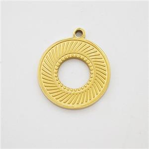 Stainless Steel Sun Pendant Gold Plated, approx 14mm