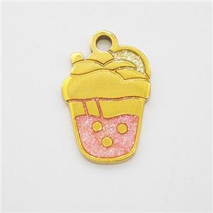 Stainless Steel Ice Cream Bottle Drink Cup Pendant Painted Gold Plated, approx 11-14mm