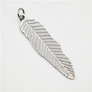 Raw Stainless Steel Leaf Pendant, approx 7-26mm