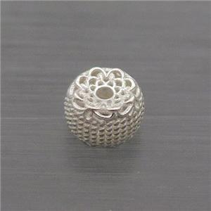 Sterling Silver Beads Round Flower Hollow, approx 4.5-6.5mm