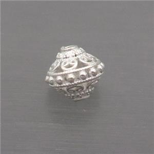 Sterling Silver Beads Bicone Hollow, approx 6-6.5mm