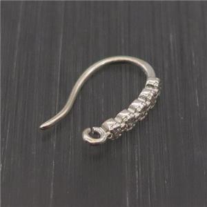 Sterling Silver Hook Earring Pave Zircon, approx 10-15mm