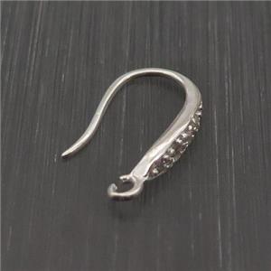 Sterling Silver Hook Earring Pave Zircon, approx 10-15mm