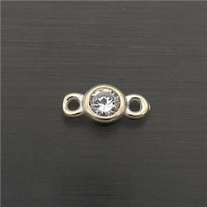 Sterling Silver Connector Pave Crystal Glass, approx 4mm