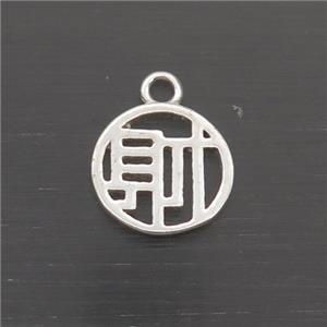 Sterling Silver Pendant Chinese Lucky, approx 7.5mm