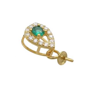 Sterling Silver Bail Pave Zircon Pad Gold Plated, approx 5.5-7.5mm