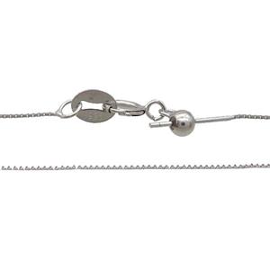 Sterling Silver Necklace Box Chain, approx 0.5mm, 40cm length