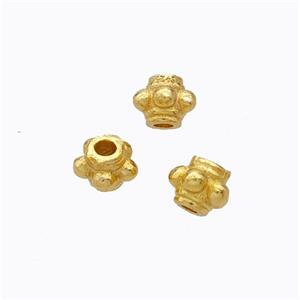 925 Sterling Silver Flower Beads Gold Plated, approx 4mm