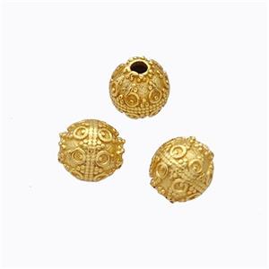 925 Sterling Silver Round Beads Gold Plated, approx 5mm