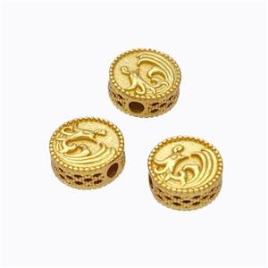 925 Sterling Silver Coin Beads Gold Plated, approx 3-7mm