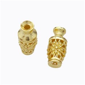 925 Sterling Silver Vase Beads Hollow Flower Gold Plated, approx 5-11.5mm