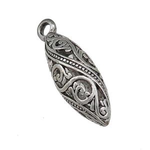 Tibetan Style Zinc Rice Pendant Antique Silver, approx 11-30mm