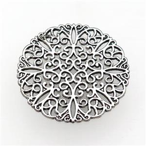 Tibetan Style Zinc Pendant Circle Filigree Antique Silver, approx 40mm