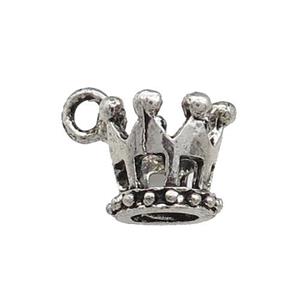 Tibetan Style Zinc Crown Pendant Antique Silver, approx 10mm