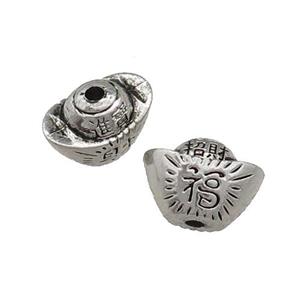 Tibetan Style Zinc Yuanbao Beads Antique Silver, approx 9-12mm