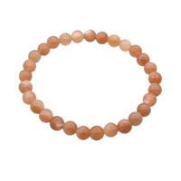 Natural Peach Sunstone Bracelet Stretchy, approx 6mm dia