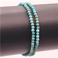 Natural Chinese Turquoise Bracelet Faceted Round Stretchy, approx 3-3.5mm