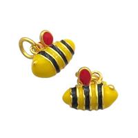 Alloy Honeybee Pendant Yellow Enamel Duck Gold, approx 6-14mm