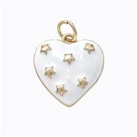 Copper Heart Pendant White Enamel Star Gold Plated, approx 15mm