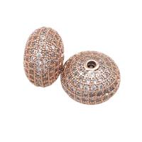 copper rondelle beads pave zircon, rose gold, approx 7x12mm