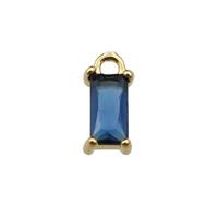 copper rectangle pendant pave blue zircon, gold plated, approx 7mm