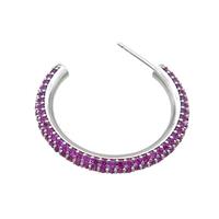 Copper Stud Earring Pave Hotpink Zircon Platinum Plated, approx 30mm