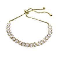 Copper Bracelet Pave Crystal Glass Adjustable Gold Plated, approx 4x6mm, 26cm length